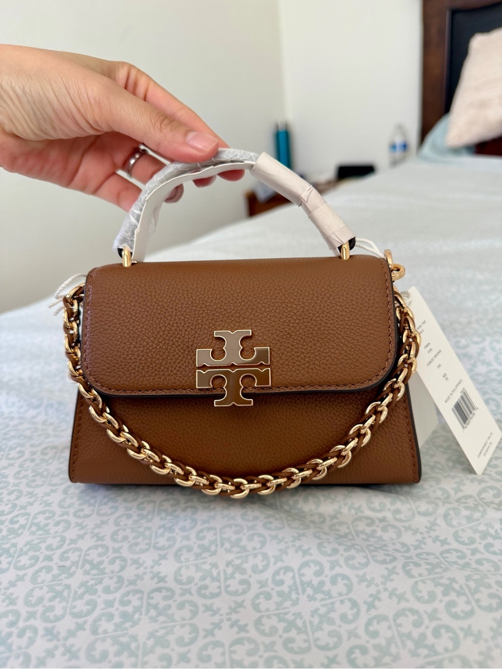 Tory Burch Brown Leather Top-Handle Mini